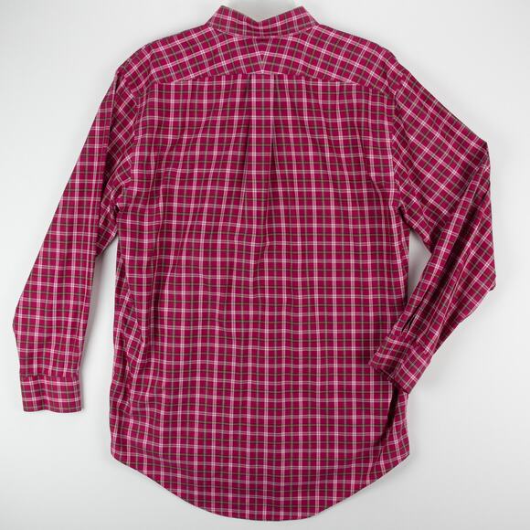 Lands' End Men's Long Sleeve Shirt Button-Down Pink White Tartan 16 32/33 Pocket - Picture 10 of 12